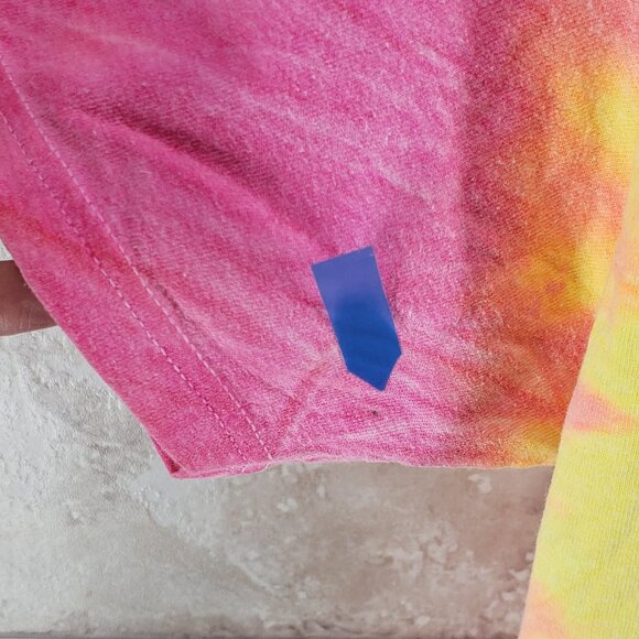 Adult Bright Hanes Pink Yellow Preshrunk Swirl Tie Dye T Shirt Size L 42- 44 - Picture 4 of 6